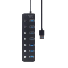 Adaptor Hub Gembird UHB-U3P7P-01 Negru - 0.24 m | USB | Plastic