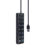 Adaptor Hub Gembird UHB-U3P7P-01 Negru - 0.24 m | USB | Plastic