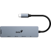 Adaptor Hub Genius UH-500 Gri - 0.15 m | USB | Aluminiu