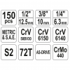 Set de instrumente 38811 1/2, 1/4, 3/8" AS-DRIVE 150 Yato Set de instrumente 38811 1/2, 1/4, 3/8