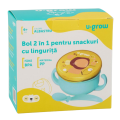 Bol 2 în 1 pentru snackuri cu linguriță, albastru