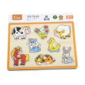 Puzzle din lemn cu buton „Animalele de la fermă” 8 elem. Puzzle din lemn cu buton „Animalele de la fermă” 8 elem.