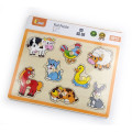 Puzzle din lemn cu buton „Animalele de la fermă” 8 elem. Puzzle din lemn cu buton „Animalele de la fermă” 8 elem.