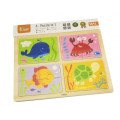 Puzzle din lemn 4 în 1 „Locuitorii mării” Puzzle din lemn 4 în 1 „Locuitorii mării”