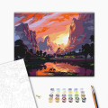 Pictură pe numere 40×50 cm (fără cutie) – Apus luminos la munte Pictură pe numere 40×50 cm (fără cutie) – Apus luminos la munte
