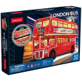 3D puzzle “Autobuz londonez cu 2 etaje”, cu iluminare LED, 161 elemente