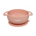 Set diversificare 5 piese din silicon: bavetă, bol, farfurie, linguriță și furculiță, roz