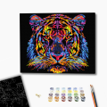 Pictură pe numere 40*50 сm (pânză neagră/fără cutie) – Tigru multicolor Pictură pe numere 40*50 сm (pânză neagră/fără cutie) – Tigru multicolor