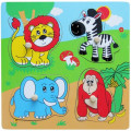 Puzzle din lemn cu buton „Animale sălbatice” Puzzle din lemn cu buton „Animale sălbatice”