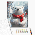Pictură pe numere 40*50 cm (în cutie) – Ursuleț cu eșarfă roșie