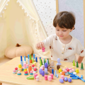 Set educativ din lemn pentru sortare și construcție, 141 piese Set educativ din lemn pentru sortare și construcție, 141 piese