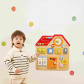 Panou educativ din lemn „Căsuță”, 11 elemente interactive Panou educativ din lemn „Căsuță”, 11 elemente interactive