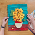 Объемная 3D картина из воздушного пластилина Air Clay 30×40 см — Подсолнухи
