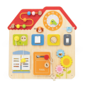 Panou educativ din lemn „Căsuță”, 11 elemente interactive Panou educativ din lemn „Căsuță”, 11 elemente interactive