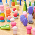 Set educativ din lemn pentru sortare și construcție, 141 piese Set educativ din lemn pentru sortare și construcție, 141 piese