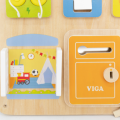 Panou educativ din lemn „Căsuță”, 11 elemente interactive Panou educativ din lemn „Căsuță”, 11 elemente interactive