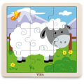 Set de puzzle-uri din lemn Viga Toys cu suport, 12 puzzle-uri a câte 9 piese Set de puzzle-uri din lemn Viga Toys cu suport, 12 puzzle-uri a câte 9 piese