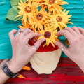Объемная 3D картина из воздушного пластилина Air Clay 30×40 см — Подсолнухи