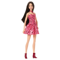 Păpușa Barbie „Fashionista în rochie roz cu imprimeu leopard”