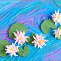 Объемная 3D картина из воздушного пластилина Air Clay 30×40 см — Водяные лилии