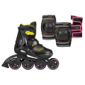 Role de fitness, Playlife, Joker Yellow Glow Combo 880326, 28-31 roți 82A, cadru PP, liner EVA, mărimi reglabile – rollerskates only