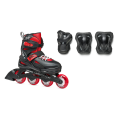Role Rollerblade 07373600741 FURY COMBO NERO\ROSSO Marimea 33-38 – copii, roti 4x72mm, duritate 80A, rulmenti SG3, protectie inclusa