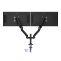 Arm for 2 monitors 13”-31.5” - AOC AD110DX with integrated USB Hub, Black, USB Hub: USB-C + USB3.0, Desk Clamp/Grommet, Aluminum structure, Gas spring, Height adjustment, Max.Load: 2-9kg, Tilt: '-90°~+85°, Swivel:180°, Rotation: 360°, Hidden cable managem