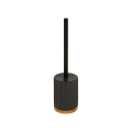 Perie WC cu suport Five Modern, baza din bambus, neagra, din polirasina