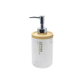 Dozator pentru săpun Five Lea 18cm 270ml, capac bambus, alb