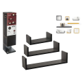 Set rafturi Five 3buc: 22X10X7.7, 32X10X8.5, 42X10X10 negru, MDF