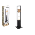 Perie WC cu suport si suport pentru hârtie Five 20X20XH80cm, metal/bambus, neg