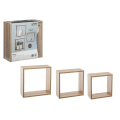 Set rafturi "Cub" Five 3buc: 30X30X12, 27X27X12, 24X24X12cm natur