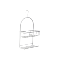 Raft de perete suspendabil cu 2 nivele+2 carlige Tendance Caddy 49.5X28X12.5cm, aluminiu