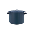 Cratita emailata 34cm, 23.5l, capac din metal, albastru inchis