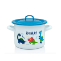 Эмалированная кастрюля "Dino" 14см, 1.5л, металлическая крышка