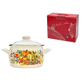Cratita emailata Dovleac 16 cm, 2.4 l, capac din sticla