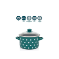 Cratita emailata Green Dots 20 cm, 4 l, capac din sticla