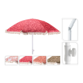 Umbrela de soare D160 cm, H200 cm cu picior flexibil, 8 spite, 4 culori, cu franjuri, UPF 30+, husa
