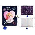 Дневник с замком A5, 96 листов My Little Friend Cat, плюшевая синяя обложка