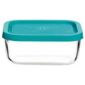 Recipient cu capac Frigovere 0,5L, sticl?, transparent/albastru