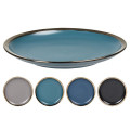 Farfurie de servire 27cm Metallic Rim Blu, ceramica