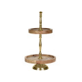 Suport de servire 2 niveluri D20cm H36cm, lemn si metal