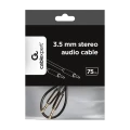 Аудио адаптер Cablexpert CCAP-444-0.75M, 3.5mm 3-pin (M) - 3.5mm 3-pin (M), 0,75м, Чёрный Аудио адаптер Cablexpert CCAP-444-0.75M, 3.5mm 3-pin (M) - 3.5mm 3-pin (M), 0,75м, Чёрный