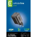 Wall Charger GAN Cellularline, 1 Port PD USB-C, 100W, Black Wall Charger GAN Cellularline, 1 Port PD USB-C, 100W, Black