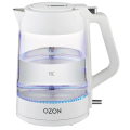 Fierbător electric OZON EKC-1705A-GS Alb - 2200 W | 1.7 l | Oțel Inoxidabil, Sticlă