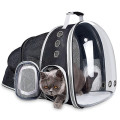 Rucsac pentru animale de companie cu fereastra din plastic, cu spate extensibil, buzunar lateral, Jumi, greutate maxima 6 kg, Negru