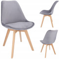 Scaun bucatarie/living, Bari, Jumi, lemn, catifea, 49x60x82 cm, Gri
