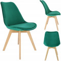 Scaun bucatarie/living, Bari, Jumi, lemn, catifea, 49x60x82 cm, Verde