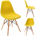 Scaun bucatarie, EVA, Jumi, polipropilena, lemn de fag, 81x46x52cm, Galben