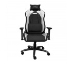 Trust Gaming Chair GXT 714W Ruya - Black/White, breathable fabric/PU leather on the sides, 3D armrests, Class 4 gas lift, 90°-180° adjustable backrest, Strong and robust metal base frame, Including removable and adjustable lumbar and neck cushion, Durable